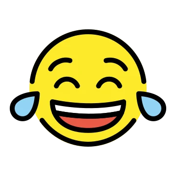 开心庆祝贴纸：face with tears of joy，哈哈 / 笑死