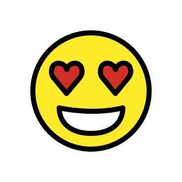 开心庆祝贴纸：smiling face with heart-eyes，什么 / 真的？