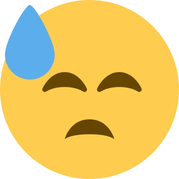 思考尴尬贴纸：downcast face with sweat，尴尬 / 不知怎么接